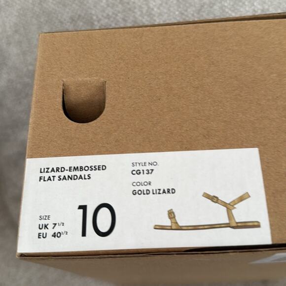 J. Crew Gold Lizard Textured ankle-strap flat sandals - Picture 10 of 11